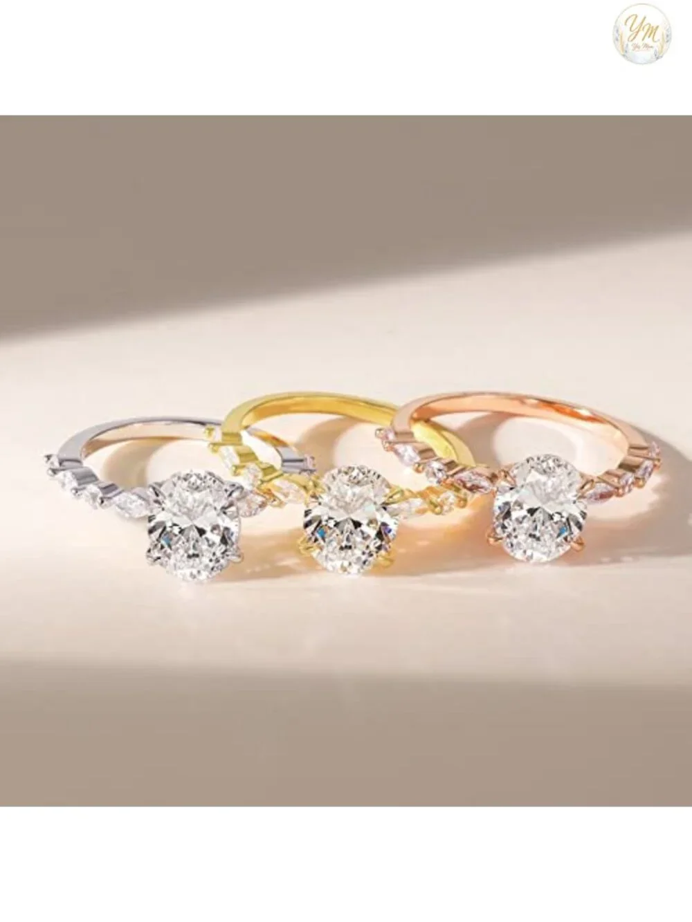 3 Ct 925 Sterling Silver Oval CZ Engagement Ring Solitaire Promise Ring Size 7